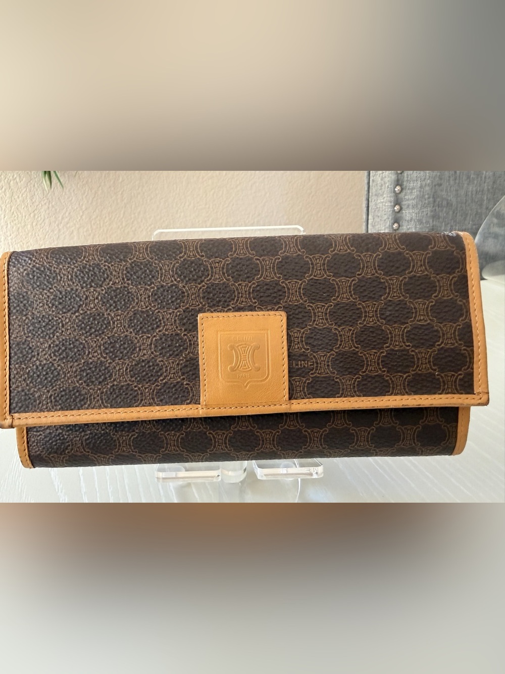 Celine Macadam Long Wallet – Brown Monogram Tan Leather | Authentic